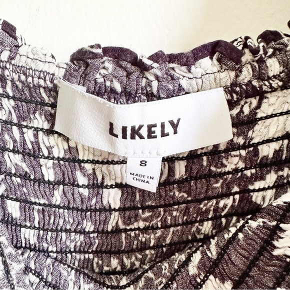 Likely Navy Blue white Floral print Zephra Shirred Floral Mini Dress sz 8 - Picture 11 of 12